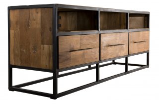Meuble TV industriel 3 Tiroirs SIXTINE en bois et métal